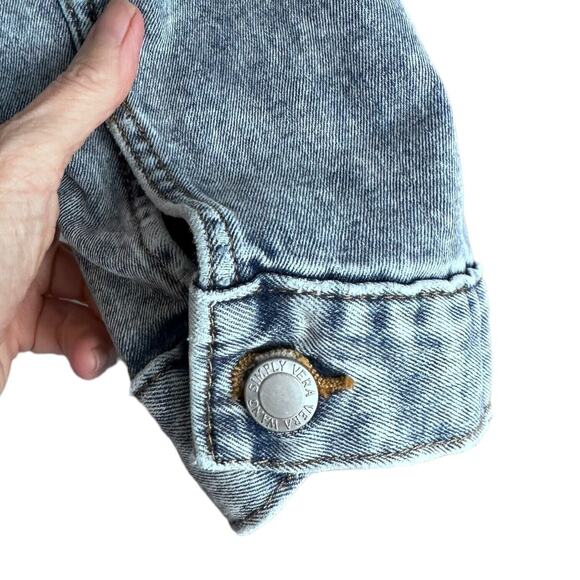 Jean Jacket Simply Vera Wang Sz 2XL Distressed Raw Hem Stretch Blue Stone Washed - Picture 7 of 16